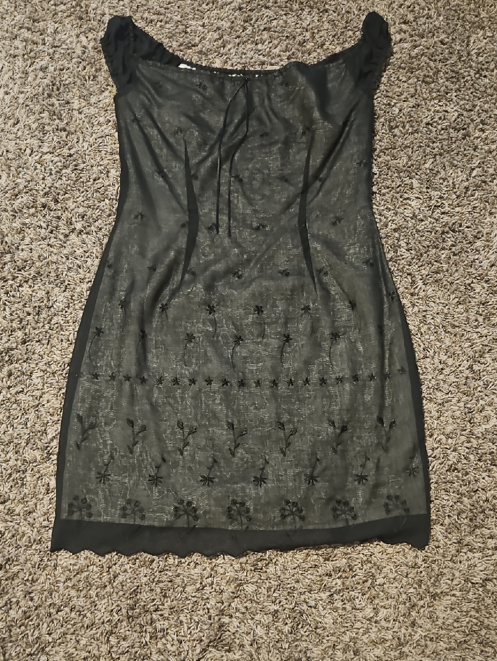 ABS Allen Schwartz Black Floral Sheer Mini Dress